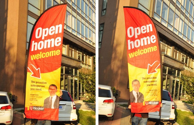 Pancarta de lágrima de 4m con base de pincho - SIGN COLOMBIA Plotter de corte